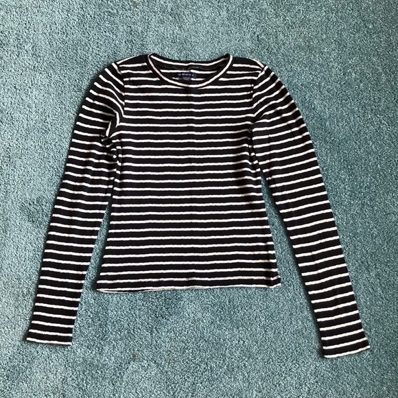 American Eagle black and white striped long sleeve - Picture 1 of 3